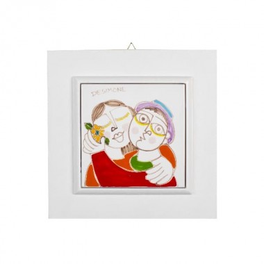 Ceramic framed tile lovers de simone pottery PI297CL white Ceramic framed tile lovers de simone pottery PI297CL white
